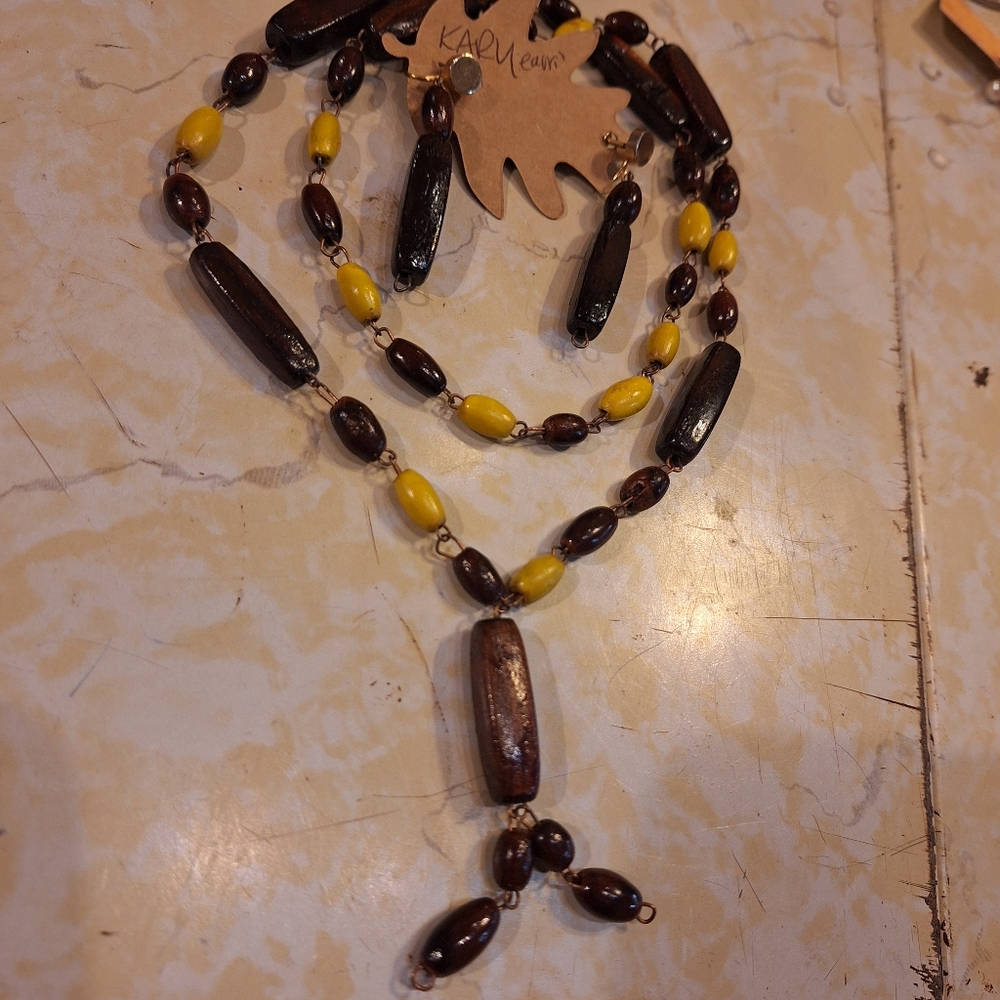 Vintage KARU Wood Jewelry Set